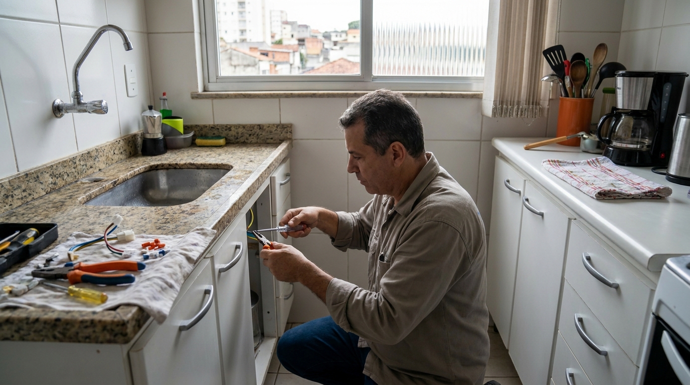 Eletricista instalando torneira eletrica em São José dos Campos‑SP