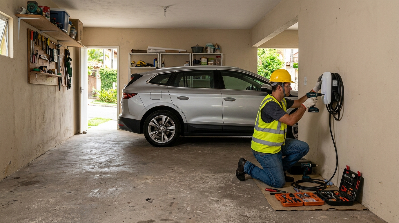 Instalacao de carregador de carro eletrico residencial em São José dos Campos‑SP