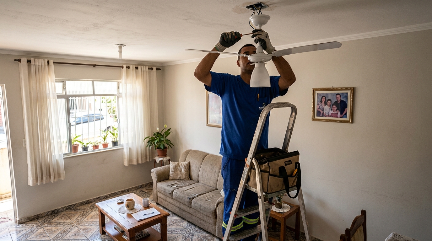 Instalacao de ventilador de teto residencial em São José dos Campos‑SP