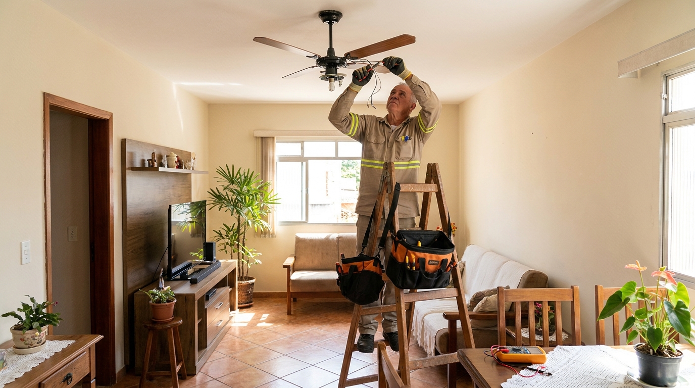 Montagem de ventilador de teto em São José dos Campos‑SP